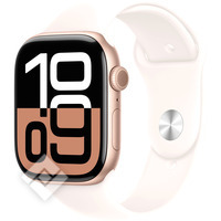 APPLE Watch Series 10 GPS + Cellular 46mm Botier en aluminium or rose , Bracelet Sport rose tendre - M/L