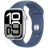 APPLE Watch Series 10 GPS + Cellular 46mm Silver Aluminium Case with Denim Sport Band - M/L