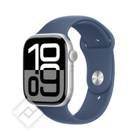 APPLE Watch Series 10 GPS 46mm Botier en aluminium argent , Bracelet Sport denim - S/M