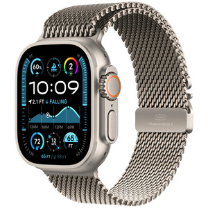 APPLE Watch Ultra 2 GPS + Cellular 49mm Botier en titane naturel , Bracelet Milanais en titane naturel - S