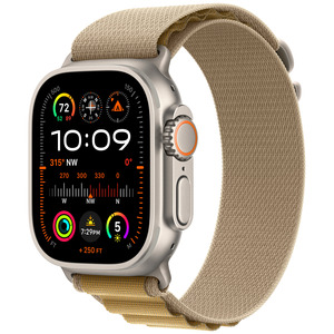 APPLE Watch Ultra 2 GPS + Cellular 49mm Botier en titane naturel , Boucle Alpine Sahara - Large