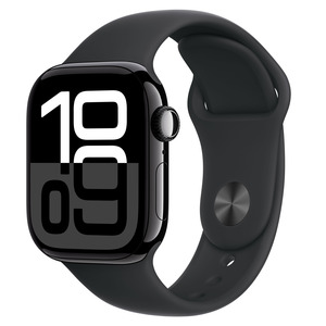 APPLE Watch Series 10 GPS + Cellular 42mm Botier en aluminium noir de jais , Bracelet Sport noir - S/M