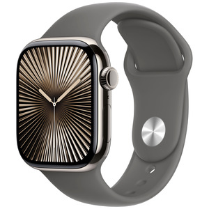 APPLE Watch Series 10 GPS + Cellular 42mm Botier en titane naturel , Bracelet Sport gris minral - M/L