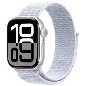 APPLE Watch Series 10 GPS 42mm Botier en aluminium argent , Boucle Sport nue bleue