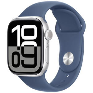 APPLE Watch Series 10 GPS + Cellular 42mm Botier en aluminium argent , Bracelet Sport denim - M/L