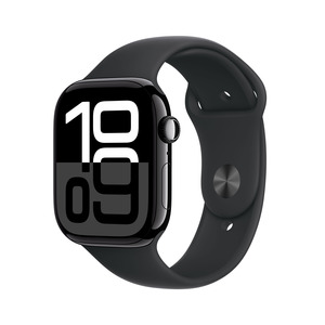 APPLE Watch Series 10 GPS + Cellular 46mm Botier en aluminium noir de jais , Bracelet Sport noir - M/L