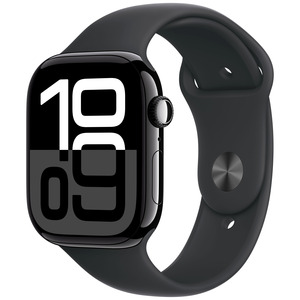 APPLE Watch Series 10 GPS 46mm Botier en aluminium noir de jais , Bracelet Sport noir - M/L