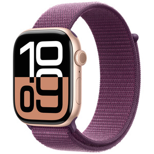 APPLE Watch Series 10 GPS 46mm Botier en aluminium or rose , Boucle Sport prune