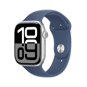 APPLE Watch Series 10 GPS 46mm Botier en aluminium argent , Bracelet Sport denim - M/L