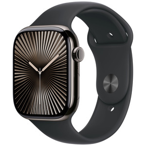 APPLE Watch Series 10 GPS + Cellular 46mm Botier en titane ardoise , Bracelet Sport noir - M/L