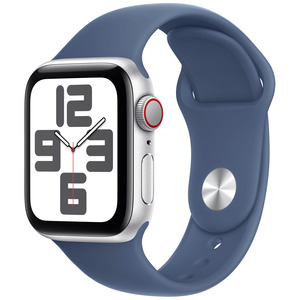 APPLE Watch SE GPS + Cellular 40mm Botier en aluminium argent , Bracelet Sport denim - S/M