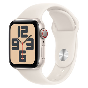 APPLE Watch SE GPS + Cellular 40mm Starlight Aluminium Case , Bracelet Sport lumire stellaire - S/M