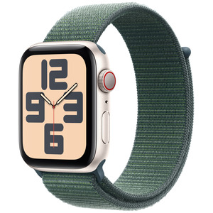 APPLE Watch SE GPS + Cellular 44mm Starlight Aluminium Case , Boucle Sport vert lacustre