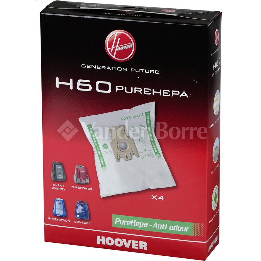 Sacs aspirateur h60 purehepa par 4 pour Aspirateur Hoover