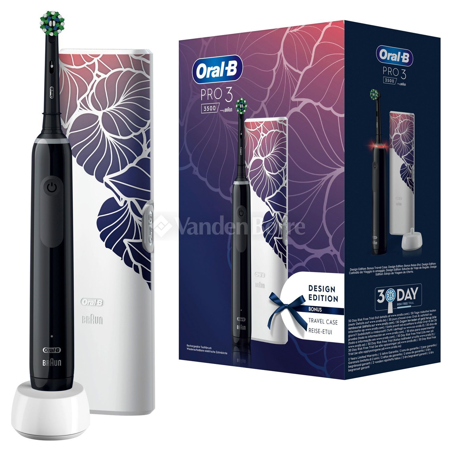 BROSSE À DENTS ÉLECTRIQUE ORAL-B PRO 3500 BLACK + TRAVEL CASE FLORA ...