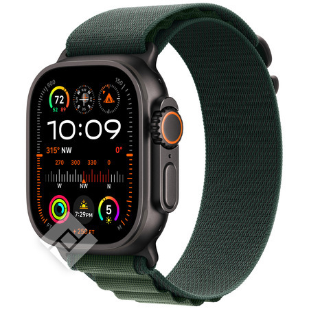 APPLE Watch Ultra 2 GPS + Cellular 49mm Black Titanium Case with Dark Green Alpine Loop - Large