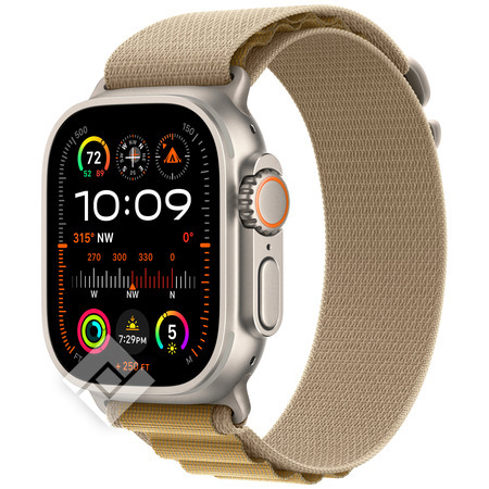 APPLE Watch Ultra 2 GPS + Cellular 49mm Botier en titane naturel , Boucle Alpine Sahara - Medium