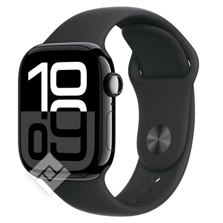 APPLE Watch Series 10 GPS + Cellular 42mm Botier en aluminium noir de jais , Bracelet Sport noir - S/M