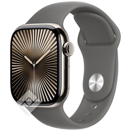 APPLE Watch Series 10 GPS + Cellular 42mm Botier en titane naturel , Bracelet Sport gris minral - M/L