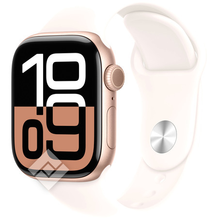 APPLE Watch Series 10 GPS + Cellular 42mm Botier en aluminium or rose , Bracelet Sport rose tendre - M/L