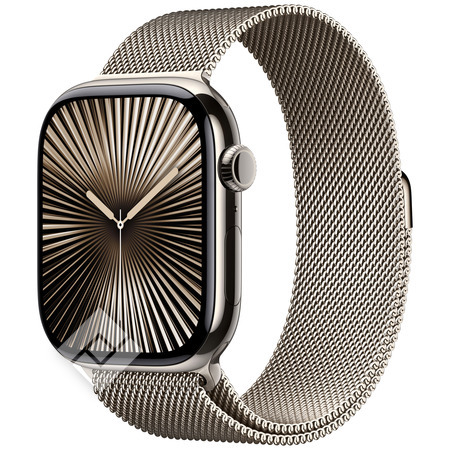 APPLE Watch Series 10 GPS + Cellular 46mm Botier en titane naturel , Bracelet Milanais naturel - S/M