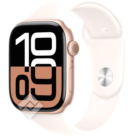 APPLE Watch Series 10 GPS 46mm Botier en aluminium or rose , Bracelet Sport rose tendre - S/M