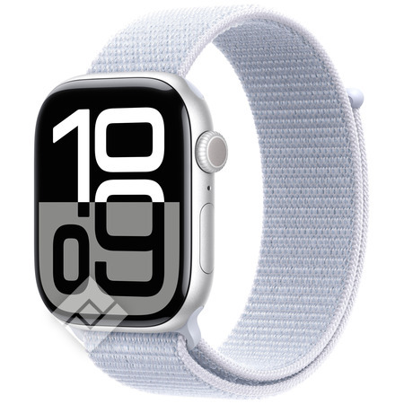 APPLE Watch Series 10 GPS 46mm Botier en aluminium argent , Boucle Sport nue bleue