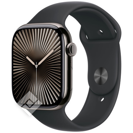 APPLE Watch Series 10 GPS + Cellular 46mm Botier en titane ardoise , Bracelet Sport noir - S/M