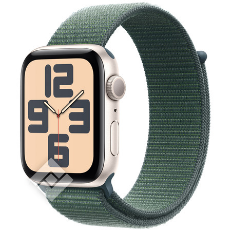 APPLE Watch SE GPS 44mm Starlight Aluminium Case , Boucle Sport vert lacustre