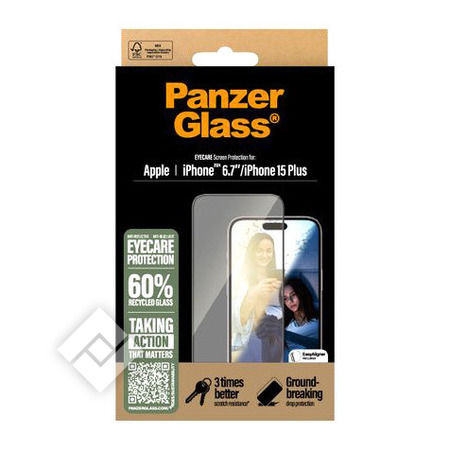 PANZER GLASS EYECARE SCREEN PROTECTOR IPHONE 24 6.7 | 15 PLUS | ULTRA-WIDE FIT